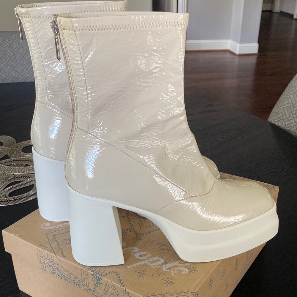Free People Double Stack Heeled Boot in BONE